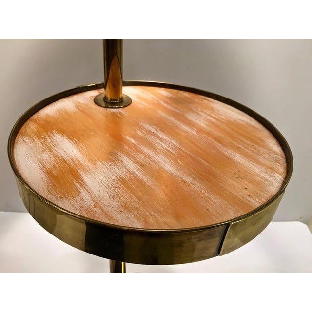 MidCentury Brass Floor Lamp W/ Cerused Wood Tray Table Chairish