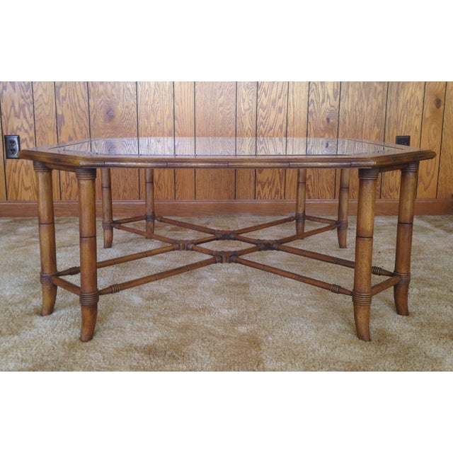 Faux Bamboo & Glass Coffee Table | Chairish