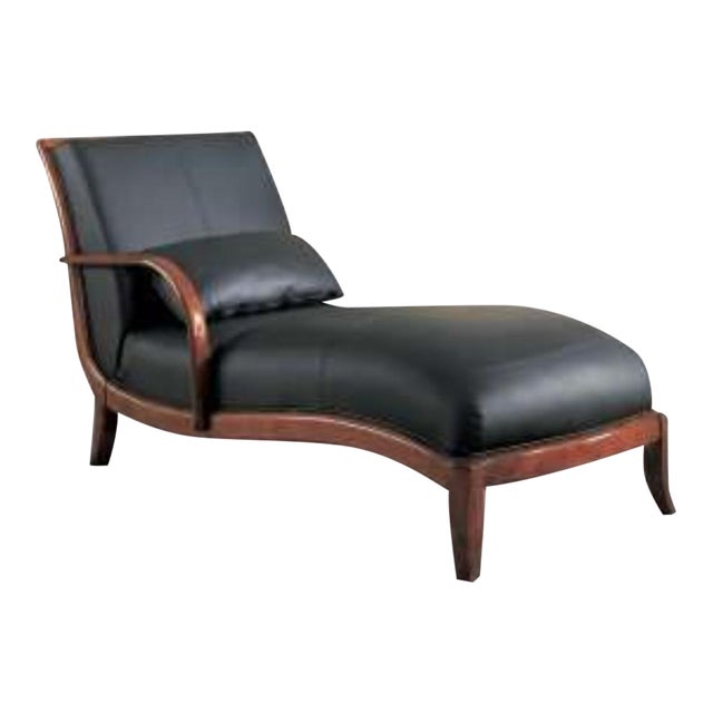 Real Leather Chaise Lounge in Black, 2 Available Chairish