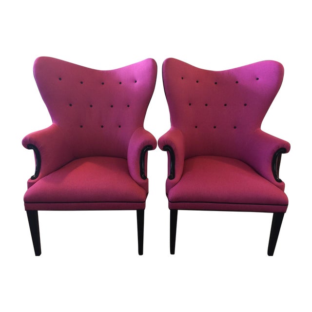 Vintage Hot Pink Wingback Chair - One Left! | Chairish
