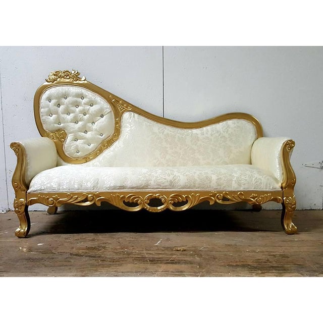 Vintage Gold & Ivory Tufted Chaise Lounge Sofa Chairish