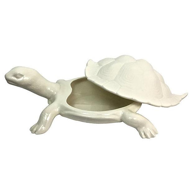 HandCast Ceramic Turtle Bowl With Shell Lid Chairish