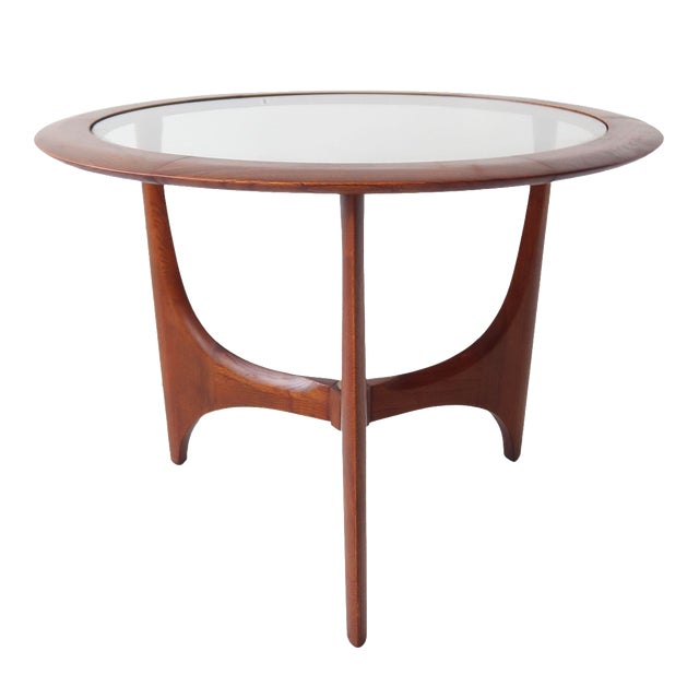 Lane Vintage Mid-Century Round Glass Side Table | Chairish