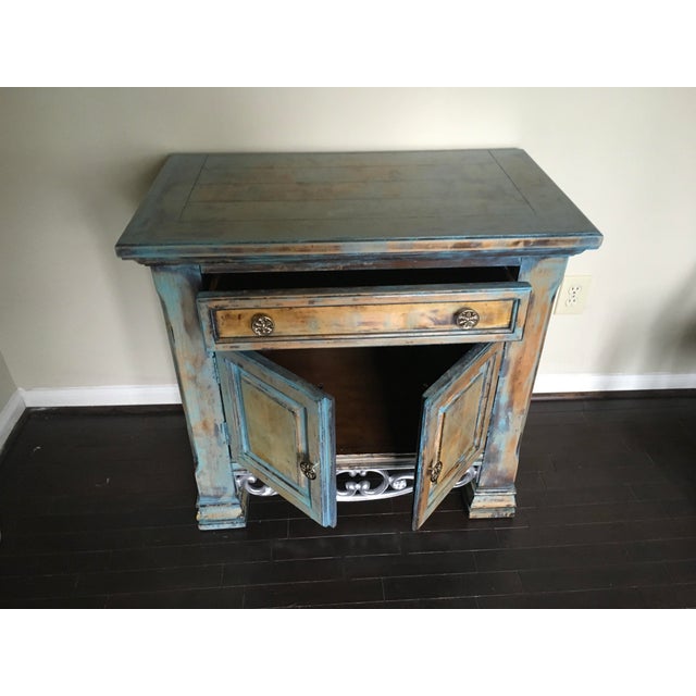 Solid Wood Nightstand With Wrought Iron Accent Chairish