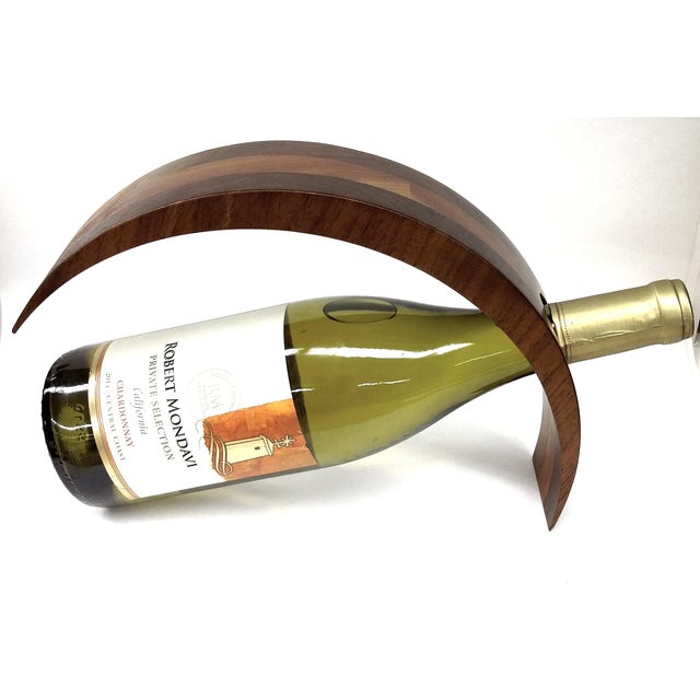 Curved Wood Floating Wine Bottle Holder Chairish