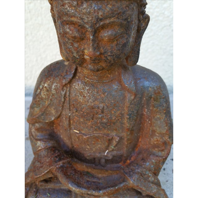 Rustic Cast Iron Buddha Statue | Chairish