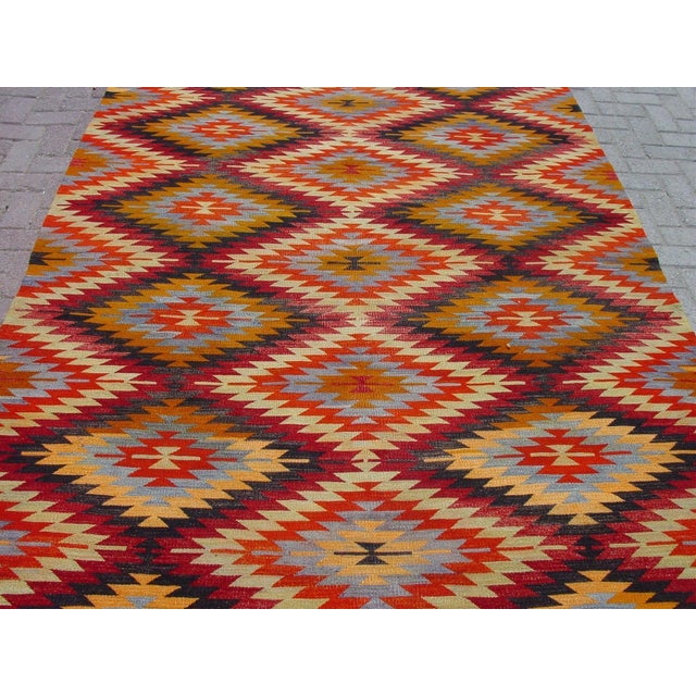 Vintage Diamond Turkish Kilim Rug 6'2" x 9' Chairish