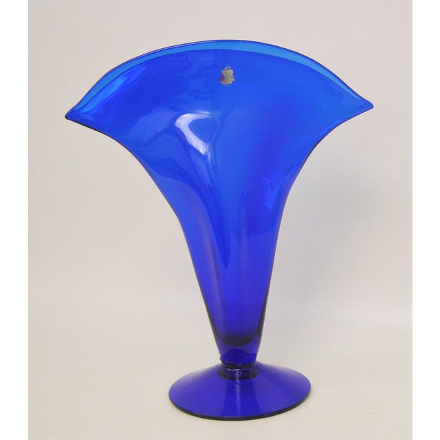 Blenko Blue Glass Fan Vase Chairish