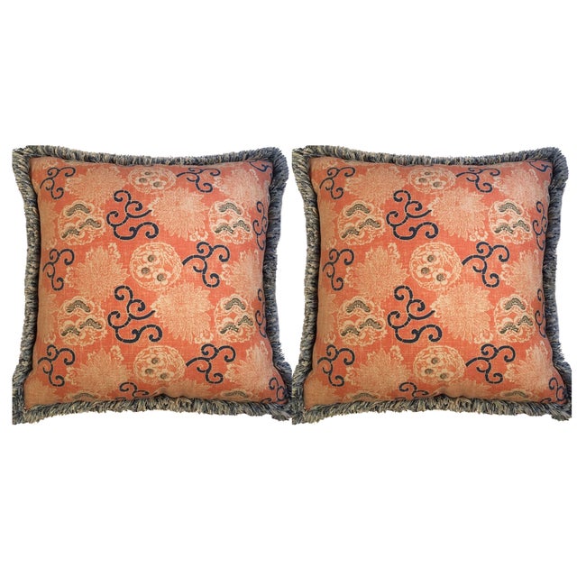 Quadrille Pillows with Samuel & Sons Trim - Pair Chairish