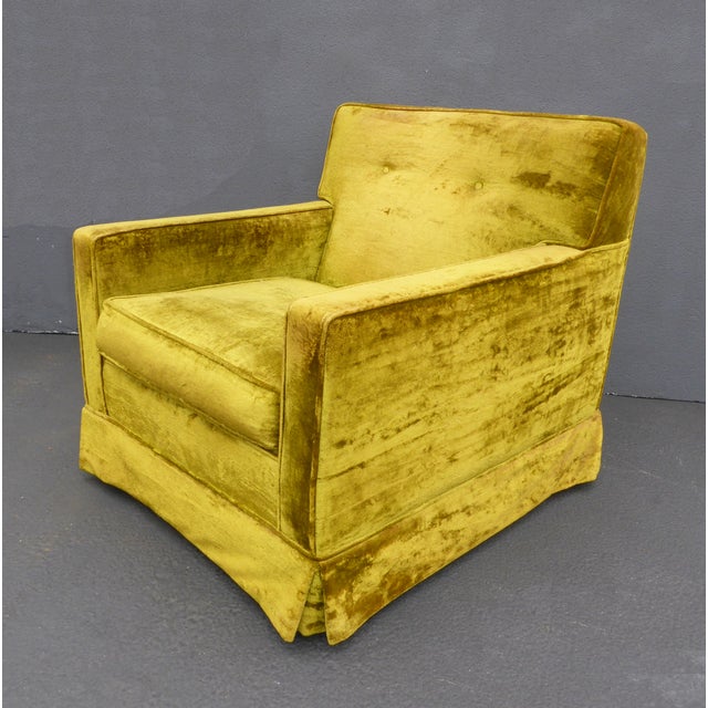 MidCentury Modern Lime Green Velvet Accent Chair Chairish