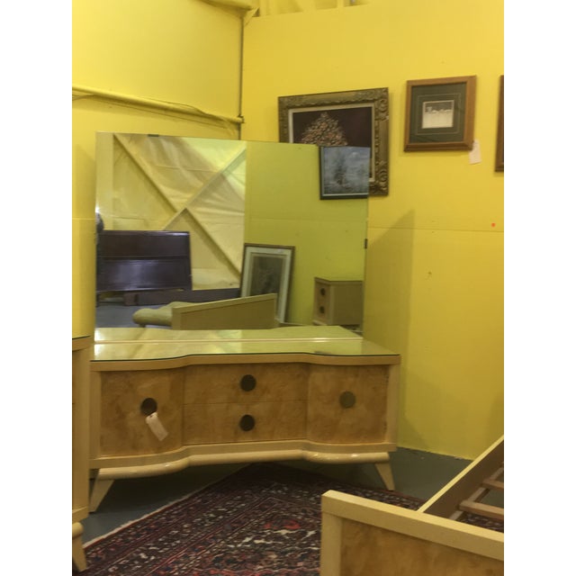 MidCentury Blond Wood Vanity with Mirror Chairish
