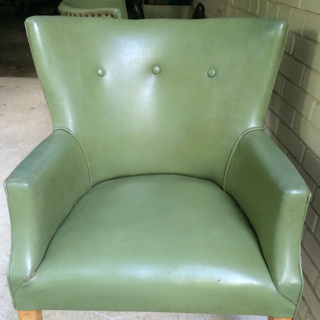 Vintage Green Leather Chairs Chairish