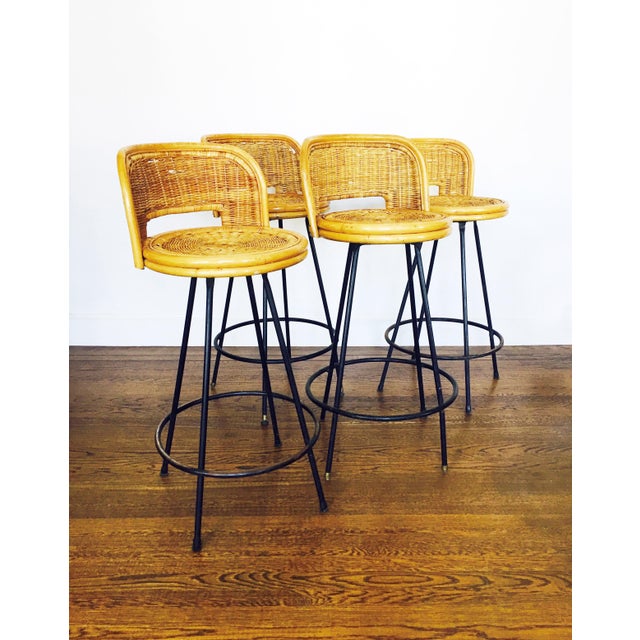 Vintage Rattan & Wrought Iron Bar Stools - Set of 4 | Chairish (640 x 640 Pixel)