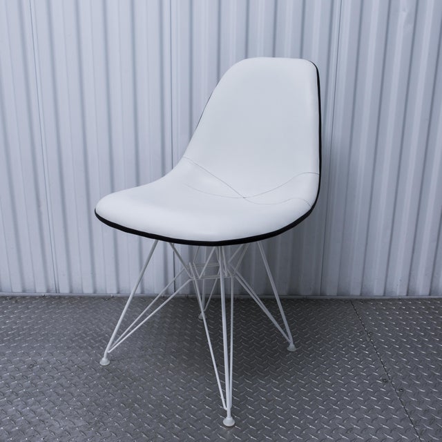 White Leather Eames Side Chair Chairish
