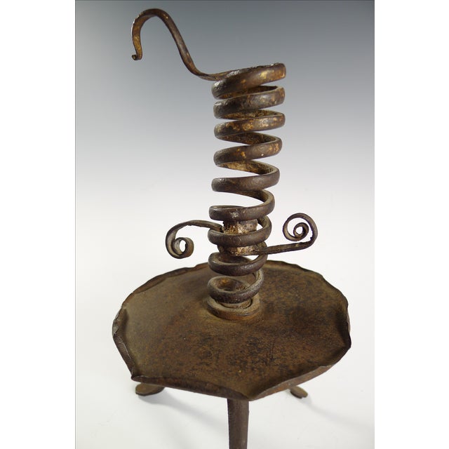 Antique 18th C. Wrought Iron Adjustable Tripod Candle Holder Chairish