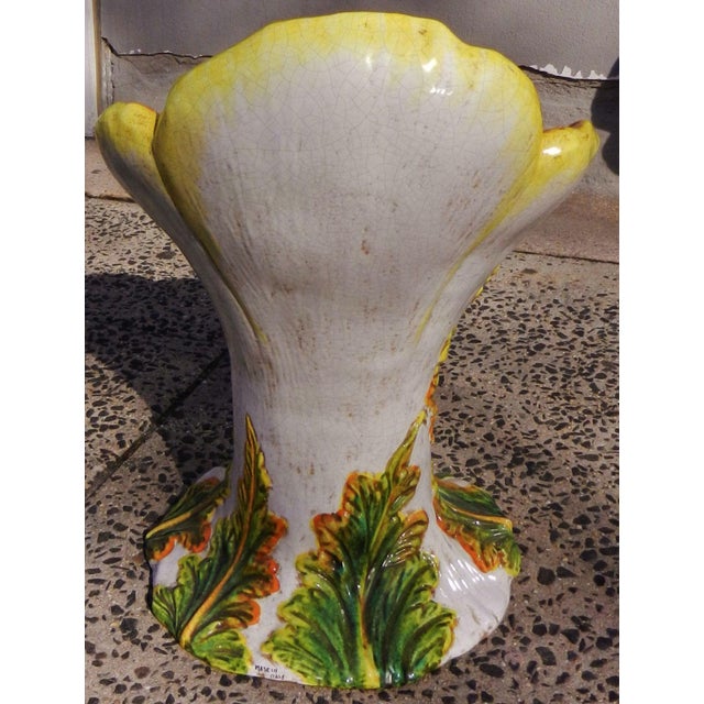 Italian Glazed Terracotta Pottery Majolica Garden Chairs a Pair