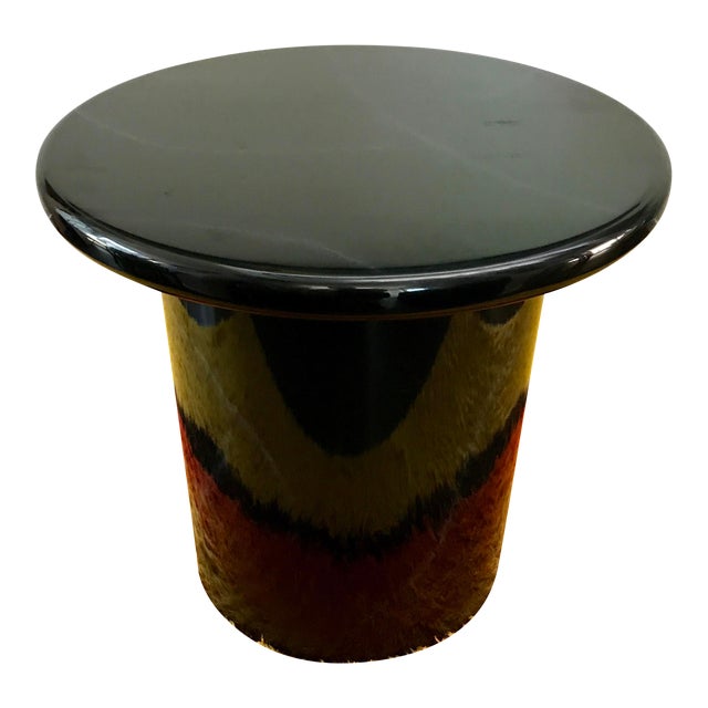 Black Lacquer Pedestal Side Table | Chairish