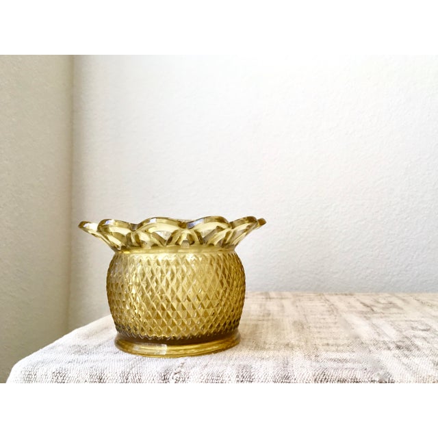 Amber Flower Frog Open Lace Diamond Glass Vase/Bowl Chairish