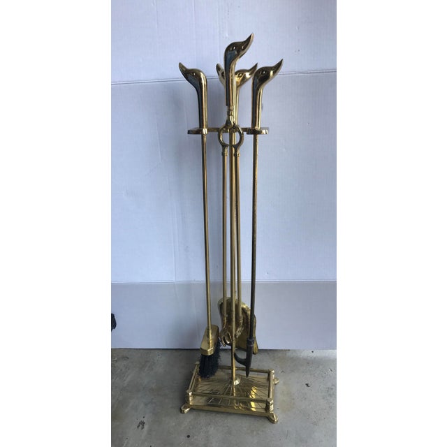 1950s Brass Duck Head Fireplace Tool Set Chairish