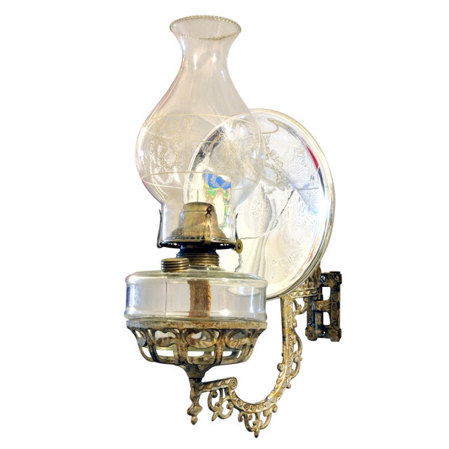 Antique Wall Bracket Oil Lamp in Cast Iron Chairish