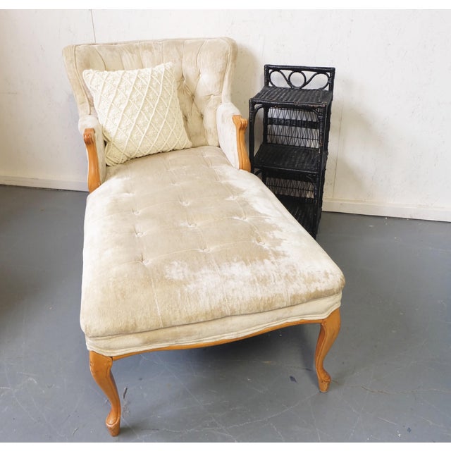Vintage Crushed Velvet Tufted Chaise Lounger Chairish