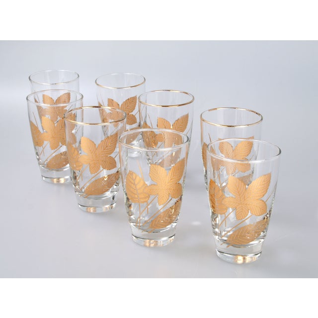 Vintage Gold Leaf Drinking Glasses Set Of 8 Chairish 2710