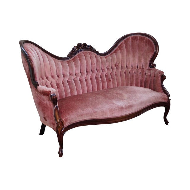 Victorian Mahogany Frame Tufted Sofa Chairish