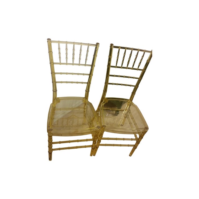 Luicite Bamboo Clear Gold Chairs Pair Chairish