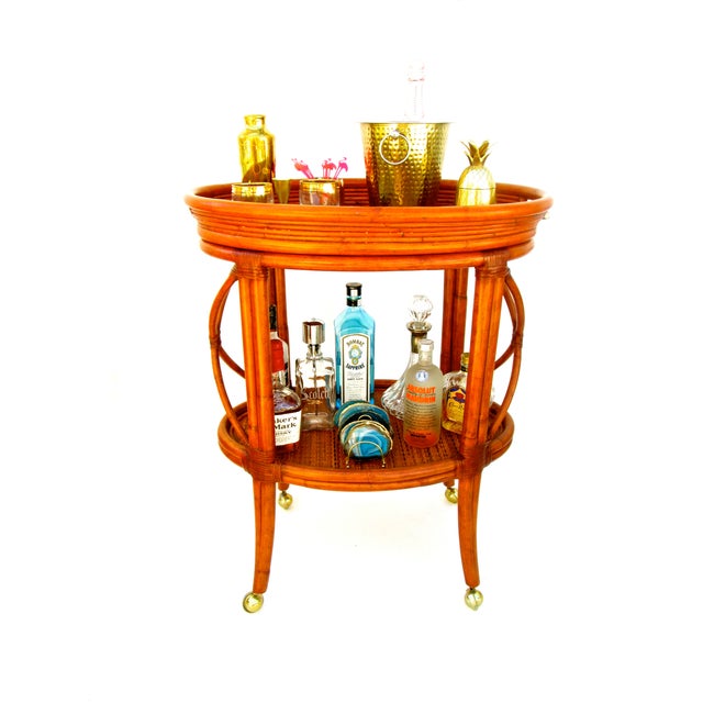 Vintage Ethan Allen Bamboo Rattan Bar Cart Chairish