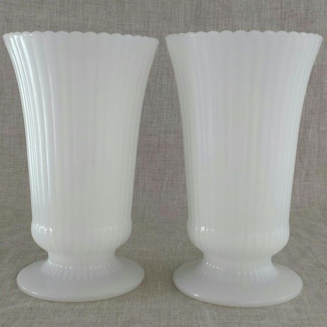 Fluted Milk Glass Vases A Pair Chairish