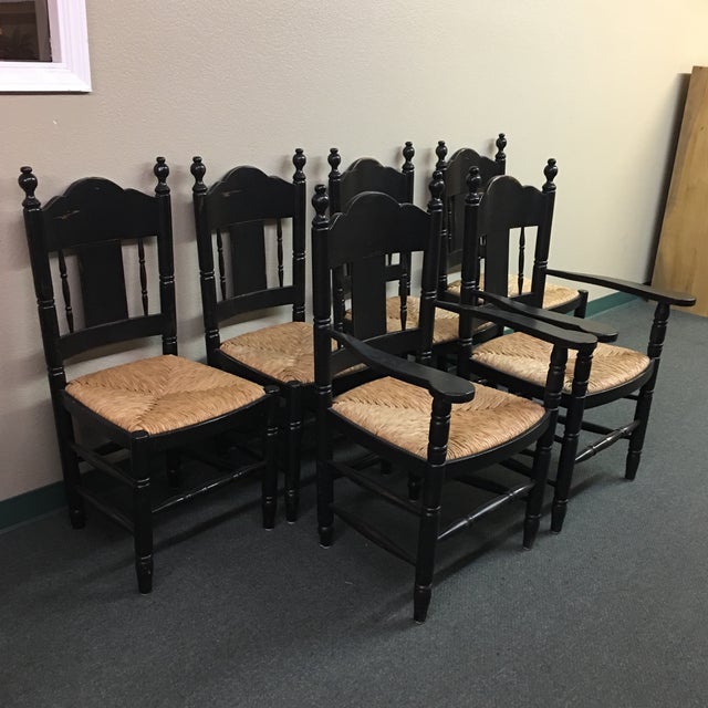 Distressed Black Dining Chairs Set of 6 Chairish