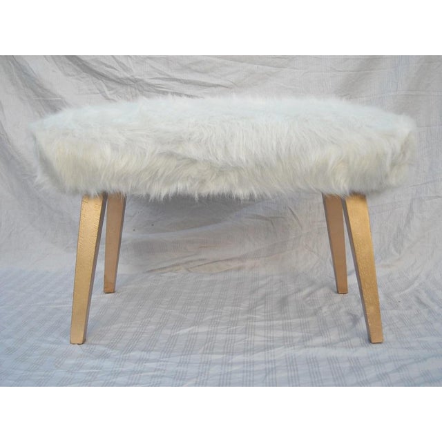 White Faux Fur Ottoman Chairish