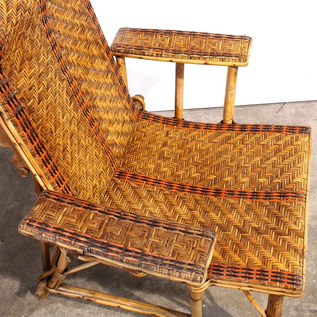 Vintage French Bamboo & Rattan Chaise Lounge | Chairish