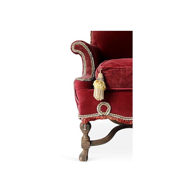 Burgundy Velvet Settee | Chairish