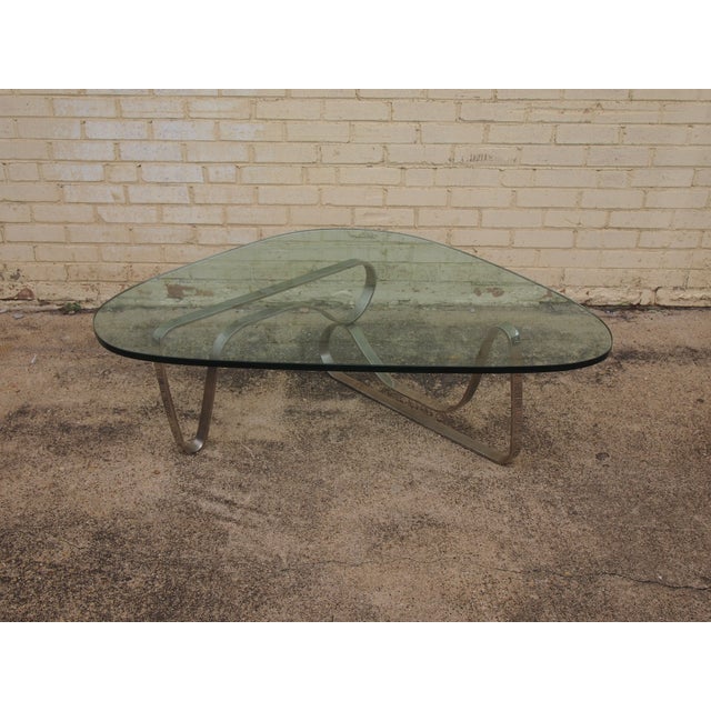Noguchi Style Chrome & Glass Coffee Table Chairish