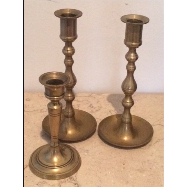 Antique Brass Colonial Candle Holders Set of 3 Chairish