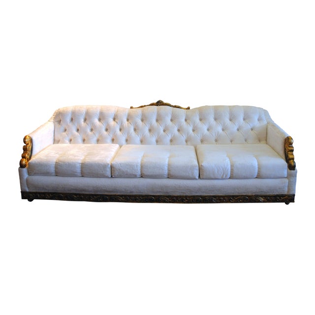 Hollywood Regency Magic White Velvet Tufted Sofa | Chairish