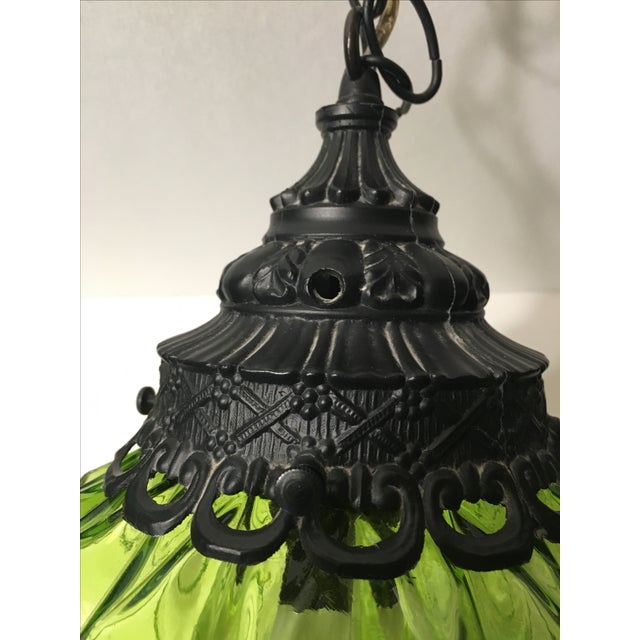 MidCentury Green Glass Hanging Swag Lamp Chairish