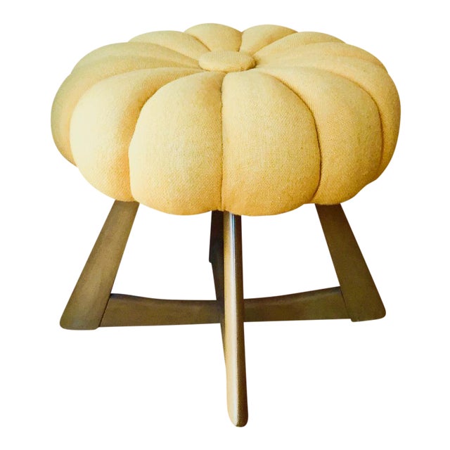Heywood Wakefield Sculptura Vanity in Wheat & Pouffe Stool Chairish