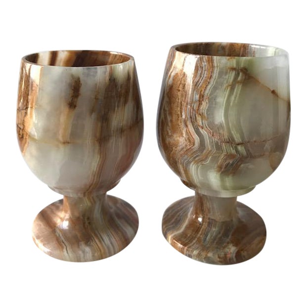 Carved Onyx Goblets A Pair Chairish
