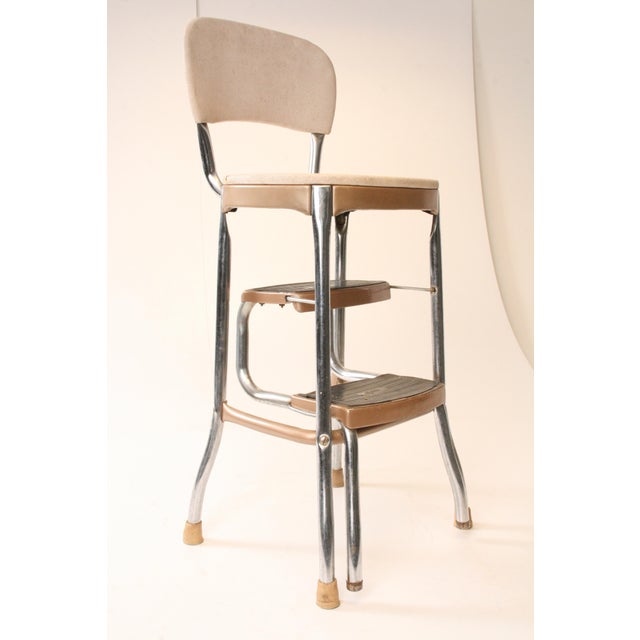 Mid Century Modern Beige Metal Kitchen Step Stool | Chairish