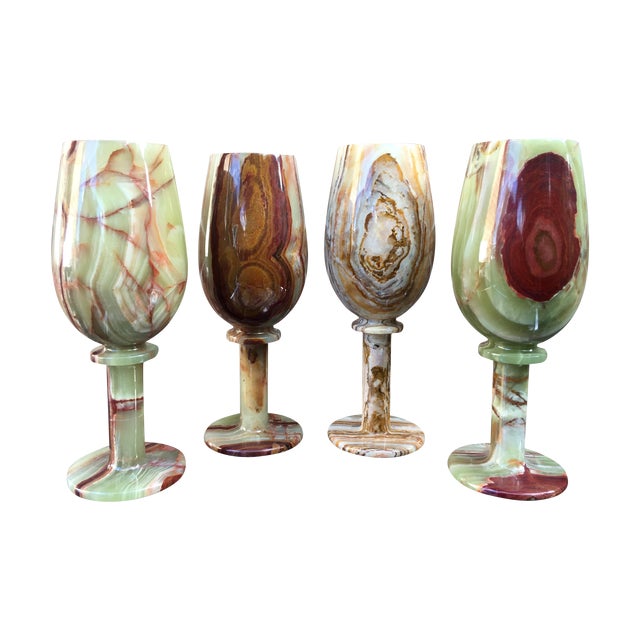 Vintage Green Onyx Goblets Set of 4 Chairish