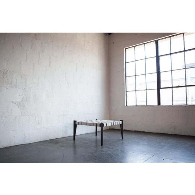Woven White Leather Coffee Table