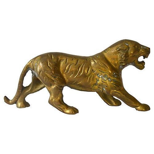 Vintage Brass Tiger Figurine Chairish