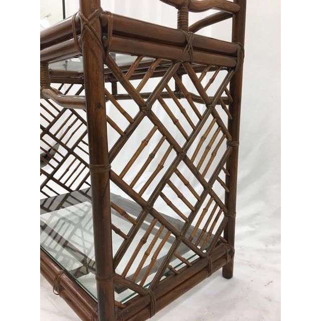 Vintage Hollywood Regency Rattan Bamboo & Glass Etagere ...