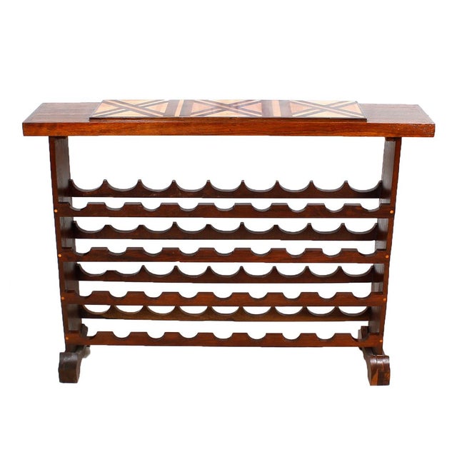 Large Wine Rack with Inlaid Wood Decoration Chairish