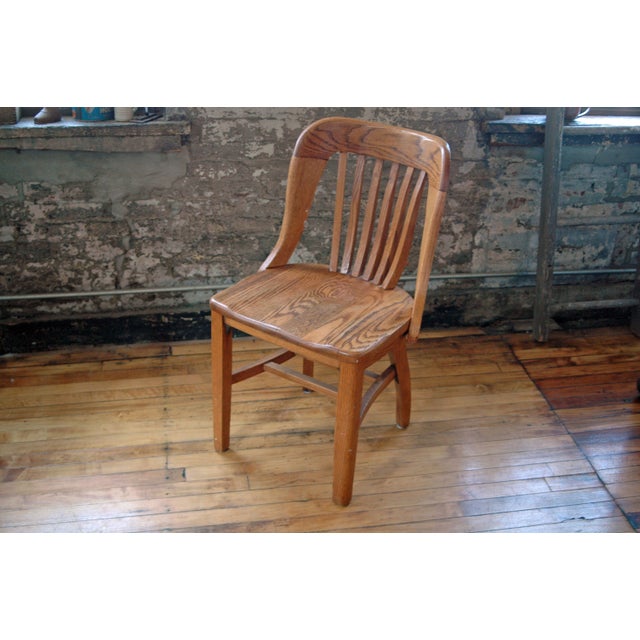 Vintage Wooden Oak Library Chair Chairish