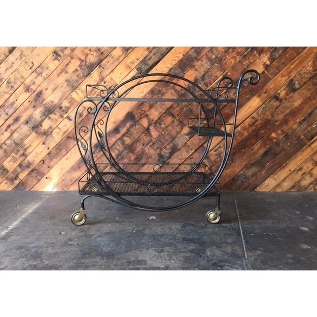 1940's Salterini Wrought Iron Rolling Outdoor Bar Serving Cart Chairish