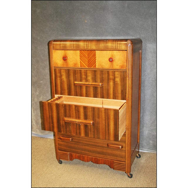 Art Deco Waterfall Dresser With Bakelite Drawer Pulls Chairish