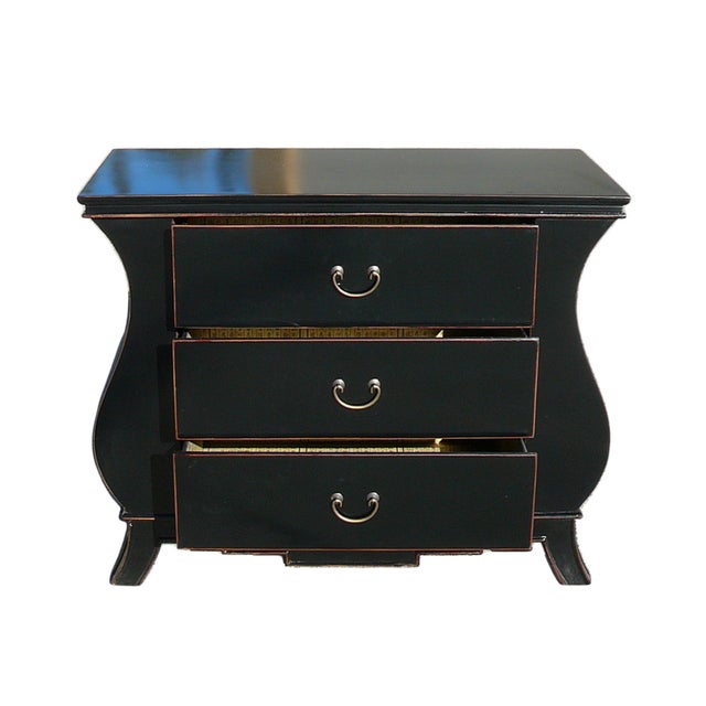 Black Lacquer Curved Leg 3 Drawer Dresser Chairish